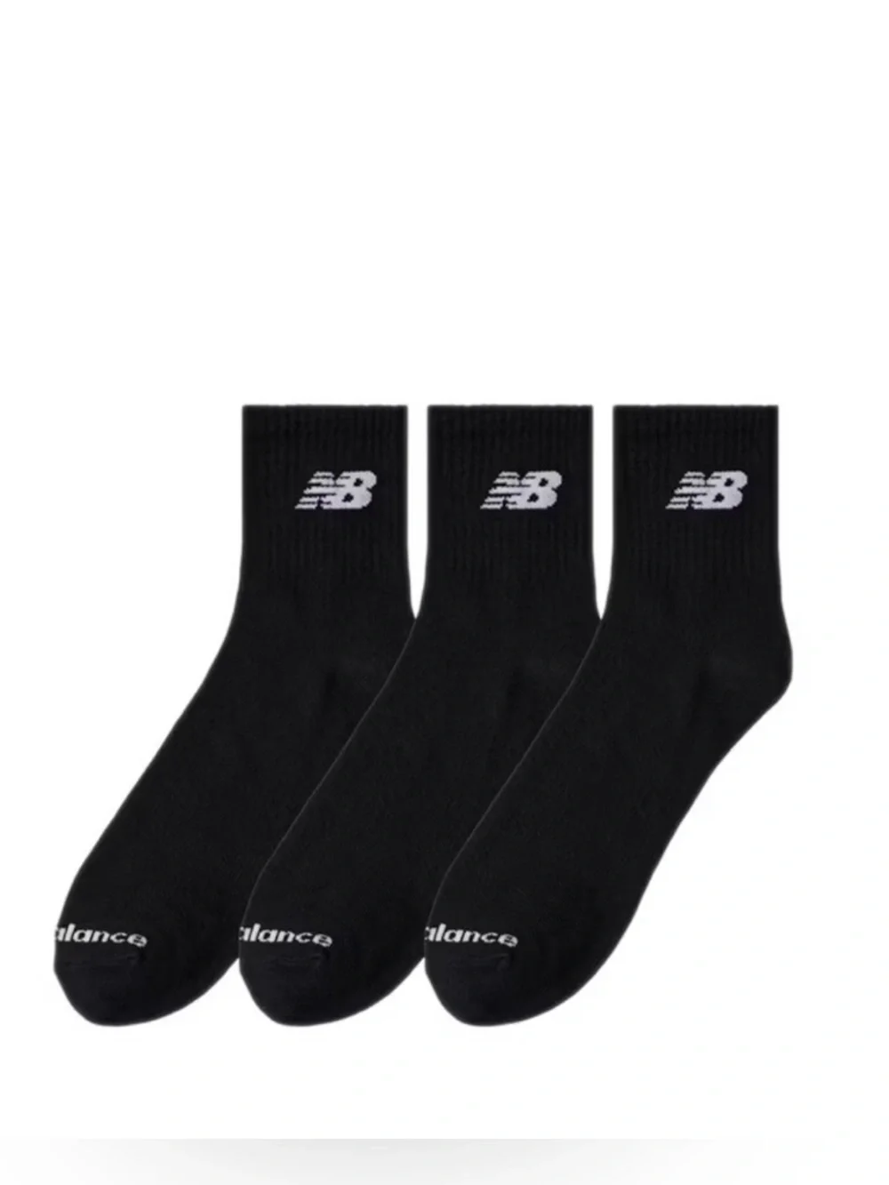 New Balance Everyday Lightweight Ankle Socks 3 Pack - Black in L